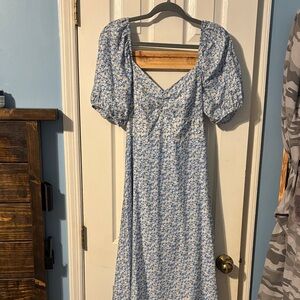 Blu Pepper Blue Floral Long Sleeve Dress